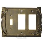 Bamboo Switchplate Combo Double Rocker/GFI Single Toggle Switchplate in Pewter with White Wash