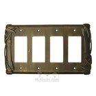 Bamboo Switchplate Quadruple Rocker/GFI Switchplate in Pewter with White Wash