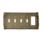 Bamboo Switchplate Combo Rocker/GFI Quadruple Toggle Switchplate in Bronze Rubbed