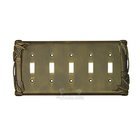 Bamboo Switchplate Five Gang Toggle Switchplate in Bronze with Black Wash
