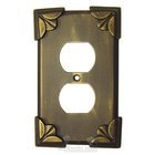 Pompeii Switchplate Duplex Outlet Switchplate in Pewter with Verde Wash