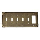 Pompeii Switchplate Combo Rocker/GFI Five Gang Toggle Switchplate in Copper Bright