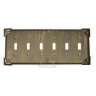 Pompeii Switchplate Six Gang Toggle Switchplate in Satin Pearl