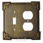 Pompeii Switchplate Combo Single Toggle Duplex Outlet Switchplate in Black with Maple Wash