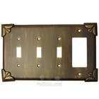 Pompeii Switchplate Combo Rocker/GFI Triple Toggle Switchplate in Black with Terra Cotta Wash