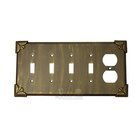 Pompeii Switchplate Combo Duplex Outlet Quadruple Toggle Switchplate in Satin Pearl