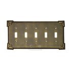 Pompeii Switchplate Five Gang Toggle Switchplate in Satin Pearl