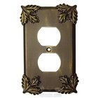 Oak Leaf Switchplate Duplex Outlet Switchplate in Pewter with Bronze Wash
