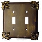 Oak Leaf Switchplate Double Toggle Switchplate in Bronze with Verde Wash