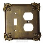 Oak Leaf Switchplate Combo Single Toggle Duplex Outlet Switchplate in Copper Bright