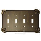 Oak Leaf Switchplate Quadruple Toggle Switchplate in Rust with Black Wash