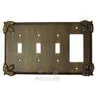 Oak Leaf Switchplate Combo Rocker/GFI Triple Toggle Switchplate in Black with Chocolate Wash