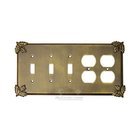 Oak Leaf Switchplate Combo Double Duplex Outlet Triple Toggle Switchplate in Black