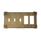 Oak Leaf Switchplate Combo Double Rocker/GFI Triple Toggle Switchplate in Black with Bronze Wash
