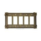 Oak Leaf Switchplate Five Gang Rocker/GFI Switchplate in Pewter with Maple Wash