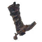 Fancy Footwear Cowboy Boot & Spur Pull ( Left ) - 3" in Pewter with Terra Cotta Wash