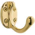 Single Costume Hook in Unlacquered Brass