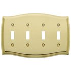 Quadruple Toggle Colonial Switchplate in Polished Brass