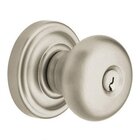 Keyed Entry Door Knob with Rose in Lifetime PVD Satin Nickel