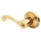 Left Handed Keyed Entry Door Lever with Rose in Lifetime PVD Polished Brass