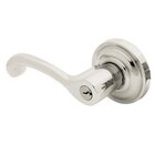 Left Handed Keyed Entry Door Lever with Rose in Lifetime PVD Polished Nickel