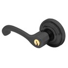 Left Handed Keyed Entry Door Lever with Rose in Oil Rubbed Bronze