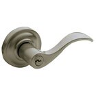 Right Handed Emergency Exit Keyed Entry Door Lever with Classic Rose in PVD Graphite Nickel