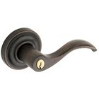 Right Handed Emergency Exit Keyed Entry Door Lever with Classic Rose in Distressed Oil Rubbed Bronze