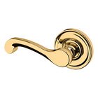 Left Handed Single Dummy Door Lever with Rose in Lifetime PVD Polished Brass