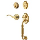Sectional Right Handed Double Cylinder Handleset with Wave Lever in Lifetime PVD Polished Brass