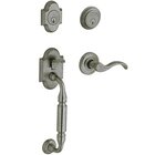 Sectional Left Handed Double Cylinder Handleset with Wave Lever in Distressed Antique Nickel