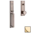 Full Escutcheon Single Cylinder Handleset with Knob in Unlacquered Brass