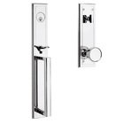 Full Escutcheon Single Cylinder Handleset with Knob in Polished Chrome