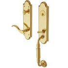 Escutcheon Right Handed Single Cylinder Handleset with Wave Lever in Unlacquered Brass