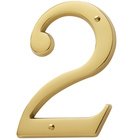 #2 House Number in Unlacquered Brass