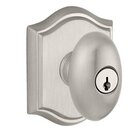 Keyed Entry Door Knob with Traditional Arch Rose in Satin Nickel