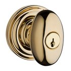 Keyed Entry Door Knob with Traditional Round Rose in Polished Brass