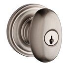 Keyed Entry Door Knob with Traditional Round Rose in Satin Nickel