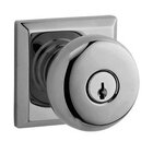 Keyed Entry Door Knob with Traditional Square Rose in Polished Chrome