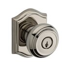 Keyed Entry Door Knob with Arch Rose in Lifetime Pvd Polished Nickel
