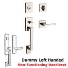 Full Dummy La Jolla Handleset with Square Door Lever with Contemporary Square Rose in Polished Nickel