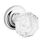 Passage Crystal Door Knob with Traditional Round Rose in Polished Chrome