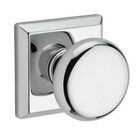 Passage Door Knob with Traditional Square Rose in Polished Chrome