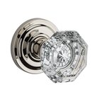 Privacy Crystal Door Knob with Traditional Round Rose in Polished Nickel