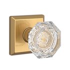 Privacy Crystal Door Knob with Traditional Square Rose in PVD Lifetime Satin Brass