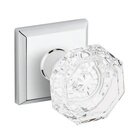 Privacy Crystal Door Knob with Traditional Square Rose in Polished Chrome
