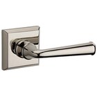 Right Handed Privacy Federal Door Lever with Traditional Square Rose in Polished Nickel