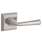 Privacy Door Lever with Traditional Square Rose in Satin Nickel