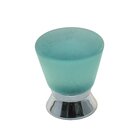 Polyester Colored Round Knob in Turquoise Matte with Polished Chrome Base