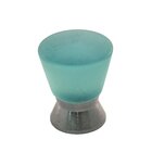 Polyester Colored Round Knob in Turquoise Matte with Satin Nickel Base